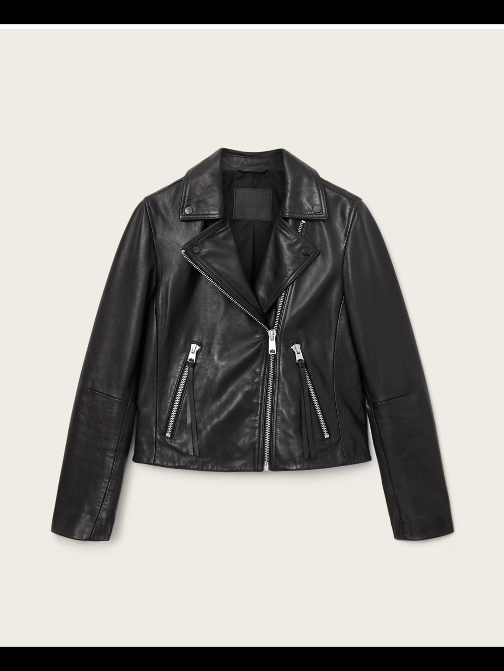 All Saints Black Leather Biker Jacket for Women